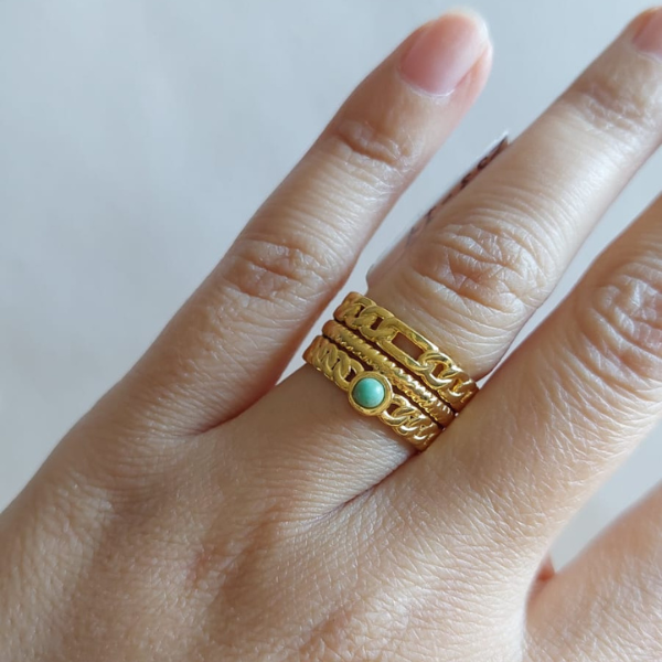 Anillo chunky mini piedra verde