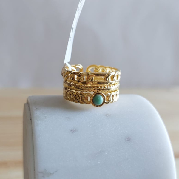 Anillo chunky mini piedra verde