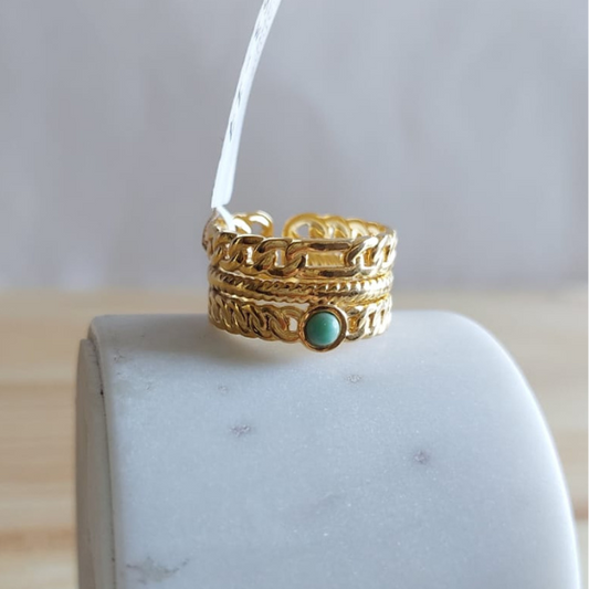 Anillo chunky mini piedra verde