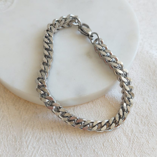 Pulsera cubo plateada